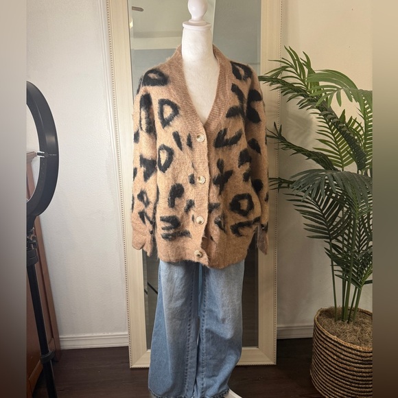 BiBi Textured Knit Sweater in Tan and Black - Picture 1 of 4